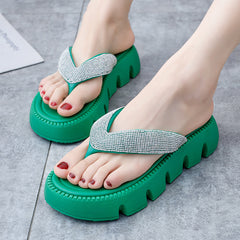 Sponge cake thick-bottomed rhinodrill flip-flops soft soled clip-on beach shoes