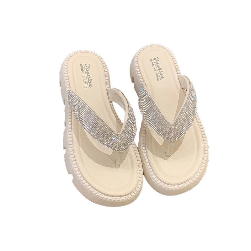 Sponge cake thick-bottomed rhinodrill flip-flops soft soled clip-on beach shoes