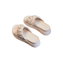 Soft leather platform slippers Fashion cake bottoming beach sandals