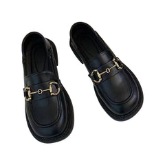 Thick soled loafers metal buckle casual all-match women's loafers