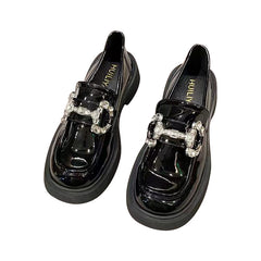 Women's fashion loafer LACES rhinestone all-match platform shoes