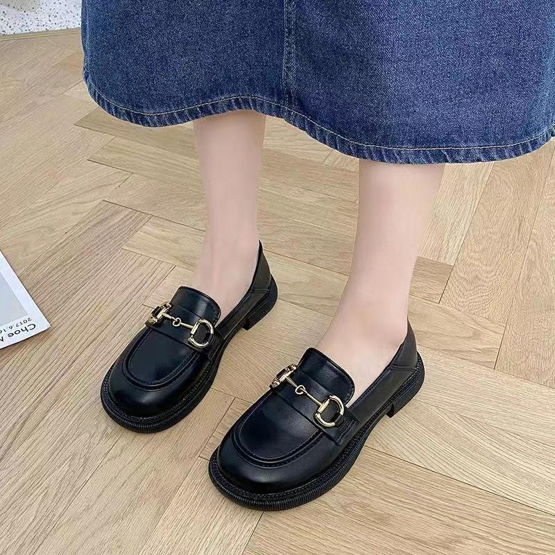 Thick soled loafers metal buckle casual all-match women's loafers