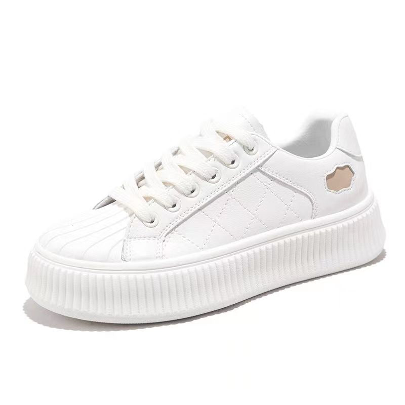 Thick bottom cookie small white shoes female shell head board shoes